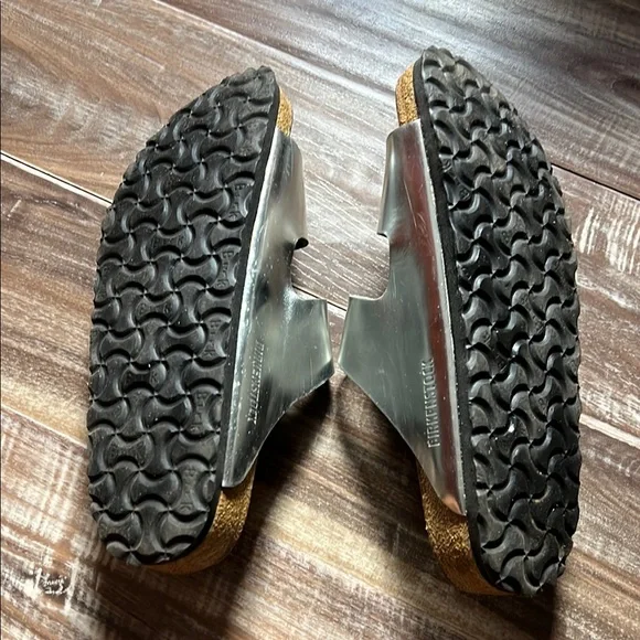 Birkenstock Metallic Silver Sandals - Picture 4 of 6